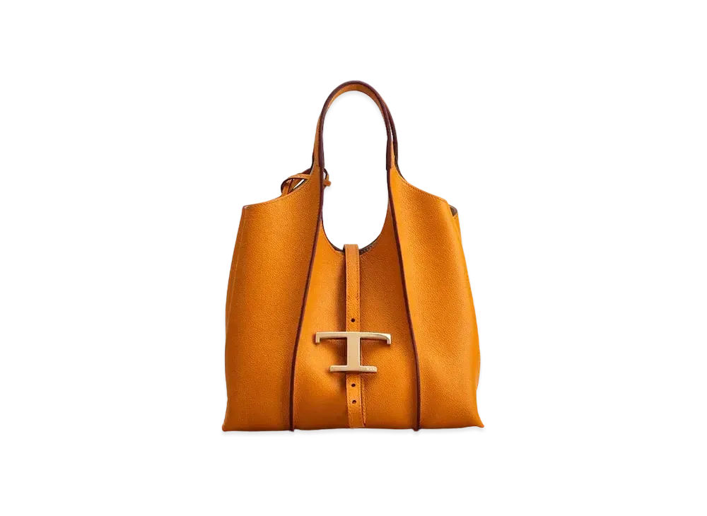 TOD'S T Timeles Leather Shopping Bag Mini "Orange"
