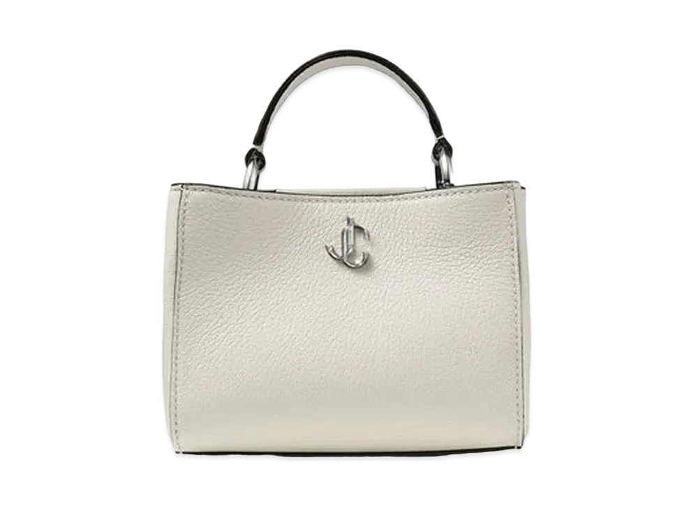 Jimmy Choo Varenne Top Handle Mini City Grainy Calf Leather Top Handle Handbag "Latte"