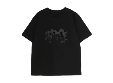 Yohji Yamamoto Y's PLAIN STITCH BUG PIGMENT FLOCKY PRINT ROUND NECK SHORT SLEEVE T "Black"