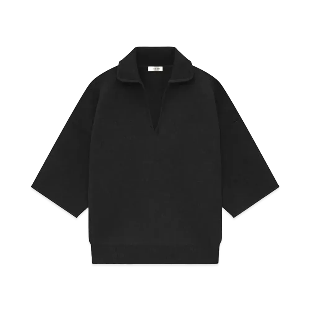 FEAR OF GOD Merino Short Sleeve Polo Sweater "Melange Black"
