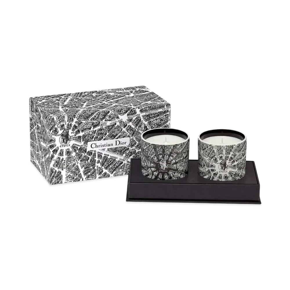 Dior Set of Two Scented Mini Candles: Baies de Rose Bergamote and Orange Mandarine Plan de Paris ""