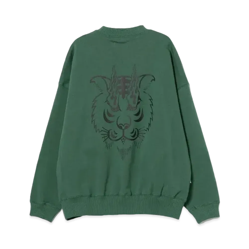 BEAMS T Evisen Skateboards x Takadaongakuseisakujimusho / Tora Evi Logo Crew Sweat "Forest"
