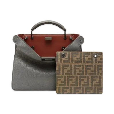 FENDI Peekaboo I See U Small Leather Bag "Gray"