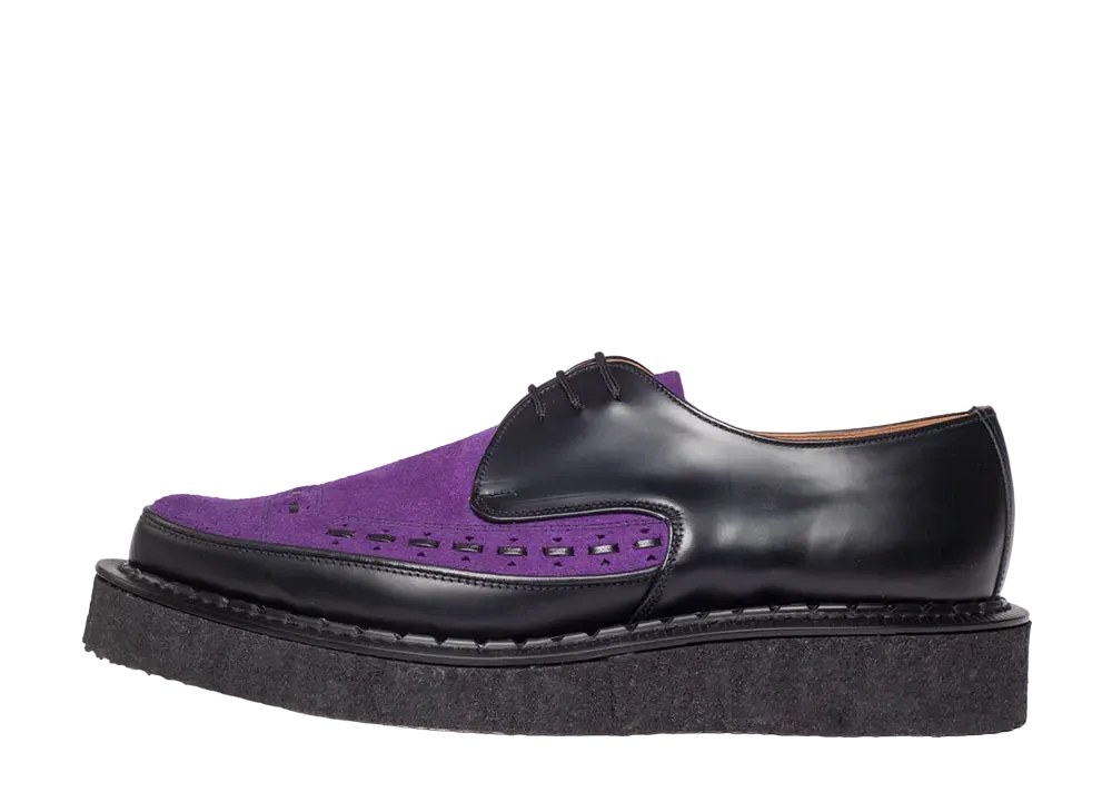 GEORGE COX Diano No.5 Sole "Black/Purple" Modified Leather Suede 3705-V-BLKPUR