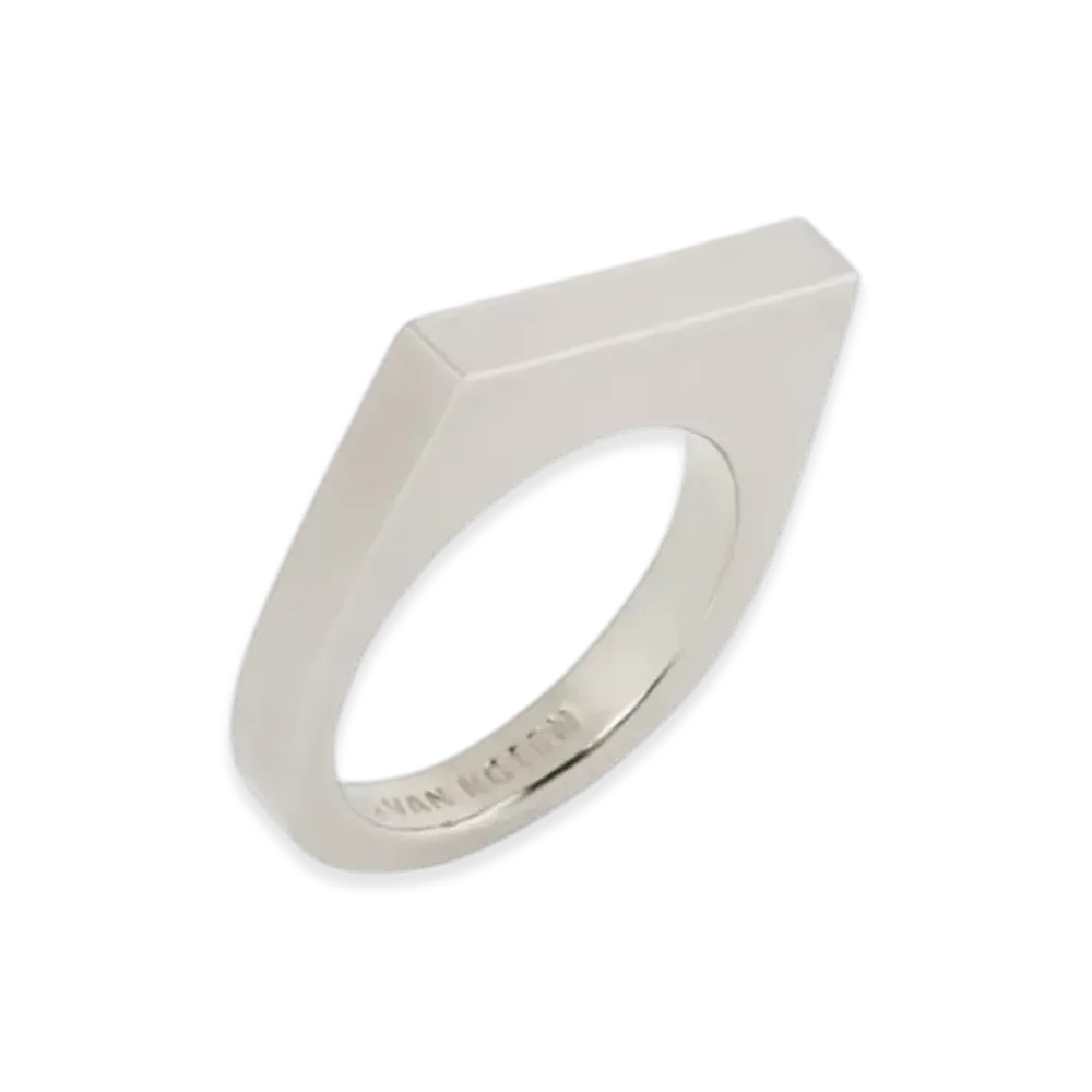 DRIES VAN NOTEN Thin Signet Ring "Antic Silver"
