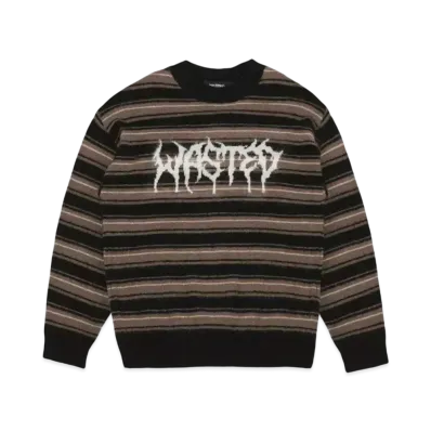 WASTED PARIS Sweater Stripes Feeler Fuzzy "Black"