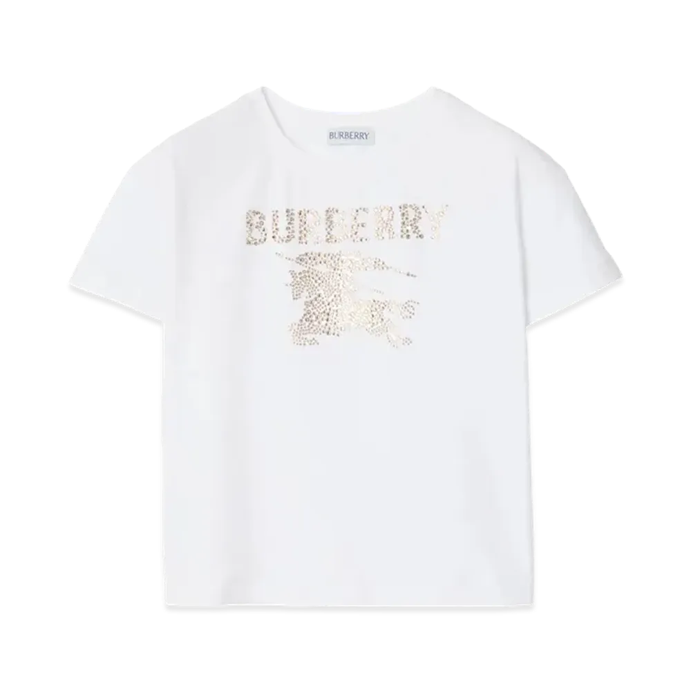 Burberry Kids Crystal Ekd Cotton T-Shirt "White"