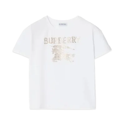 Burberry Kids Crystal Ekd Cotton T-Shirt "White"