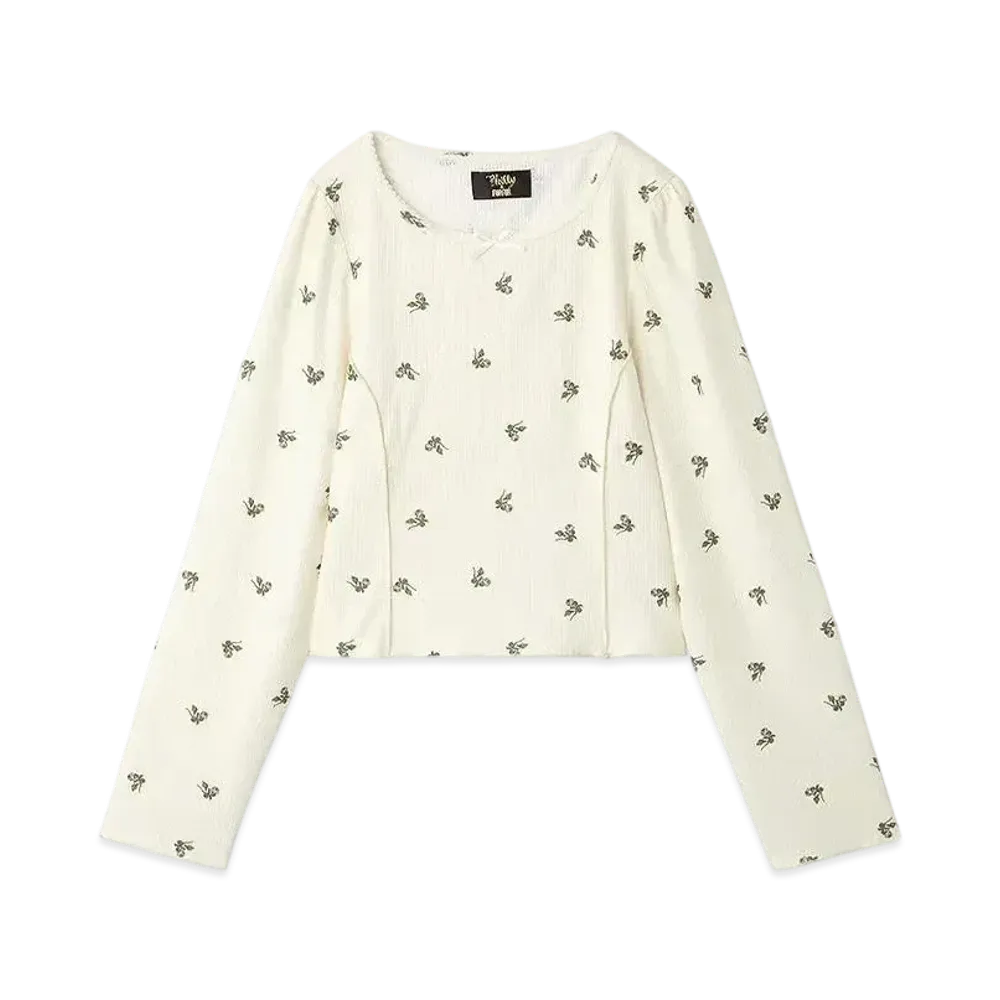 FURFUR x Philly chocolate Small Floral Print Thermal Tops "Ivory"