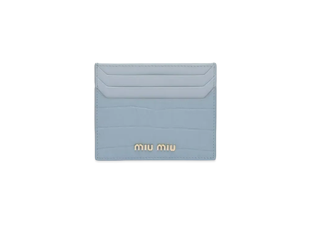 MIU MIU Crocodile Printed Leather Card Case "Sky Blue"