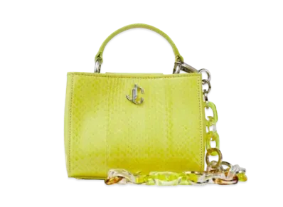 Jimmy Choo Varenne Top Handle Mini Glossy Elaphe Mini Handbag With Perspecs Chain "Sunbleached"