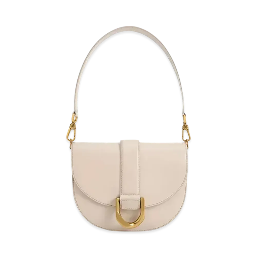 CHARLES & KEITH Gavine Leather Saddle Bag "Oat"