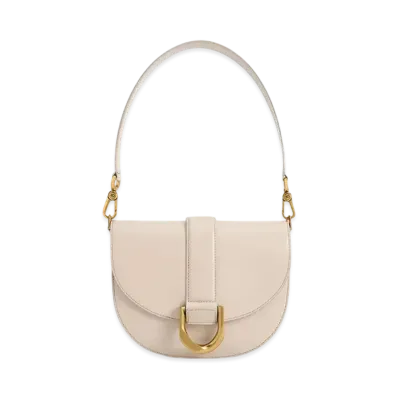 CHARLES & KEITH Gavine Leather Saddle Bag "Oat"