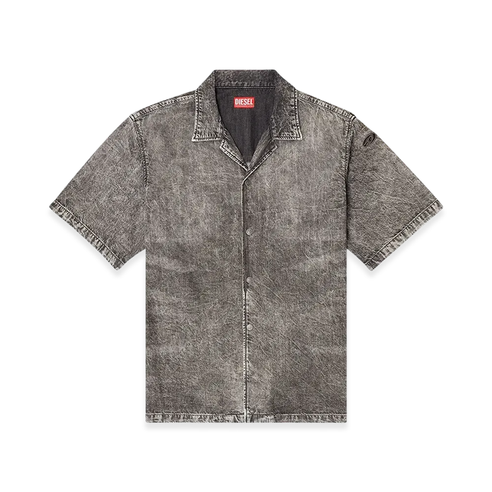 Diesel D-Nabil-S5 Bowling shirt in marbled denim "Black"
