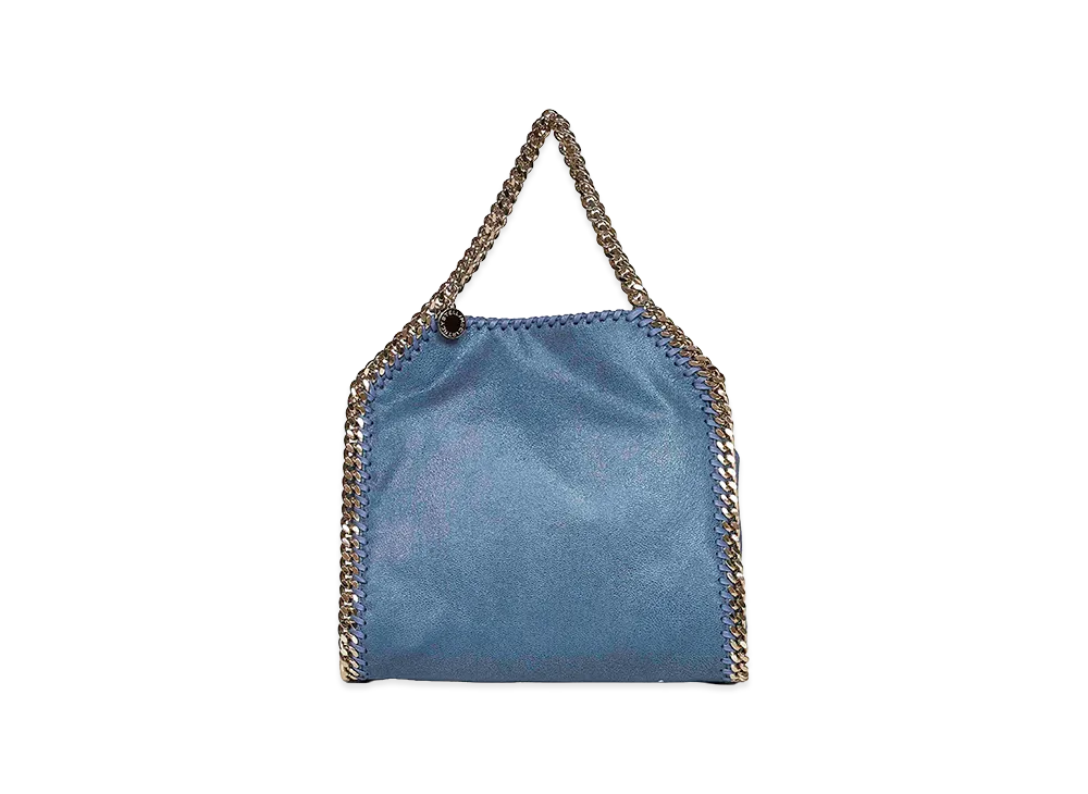 STELLA McCARTNEY Women's Falabella Mini Bag Eco Shaggy Deer W/Light Color Chain "Blue/Gold"
