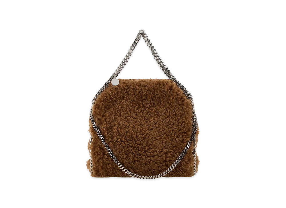 STELLA McCARTNEY Women's Biscuit Alter Mat Shearling Mini Falabella Handbag "Camel"