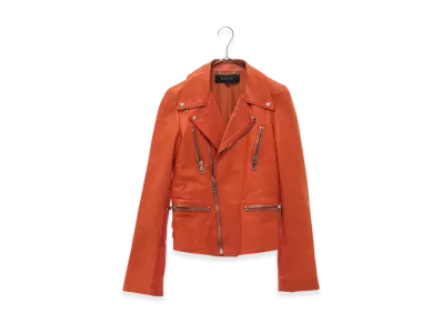 GUCCI Lambskin Double Riders Jacket "Orange"