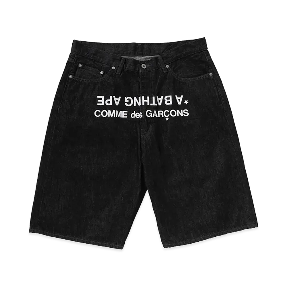 A BATHING APE x COMME des GARCONS Relaxed Fit Denim Shorts "Black"
