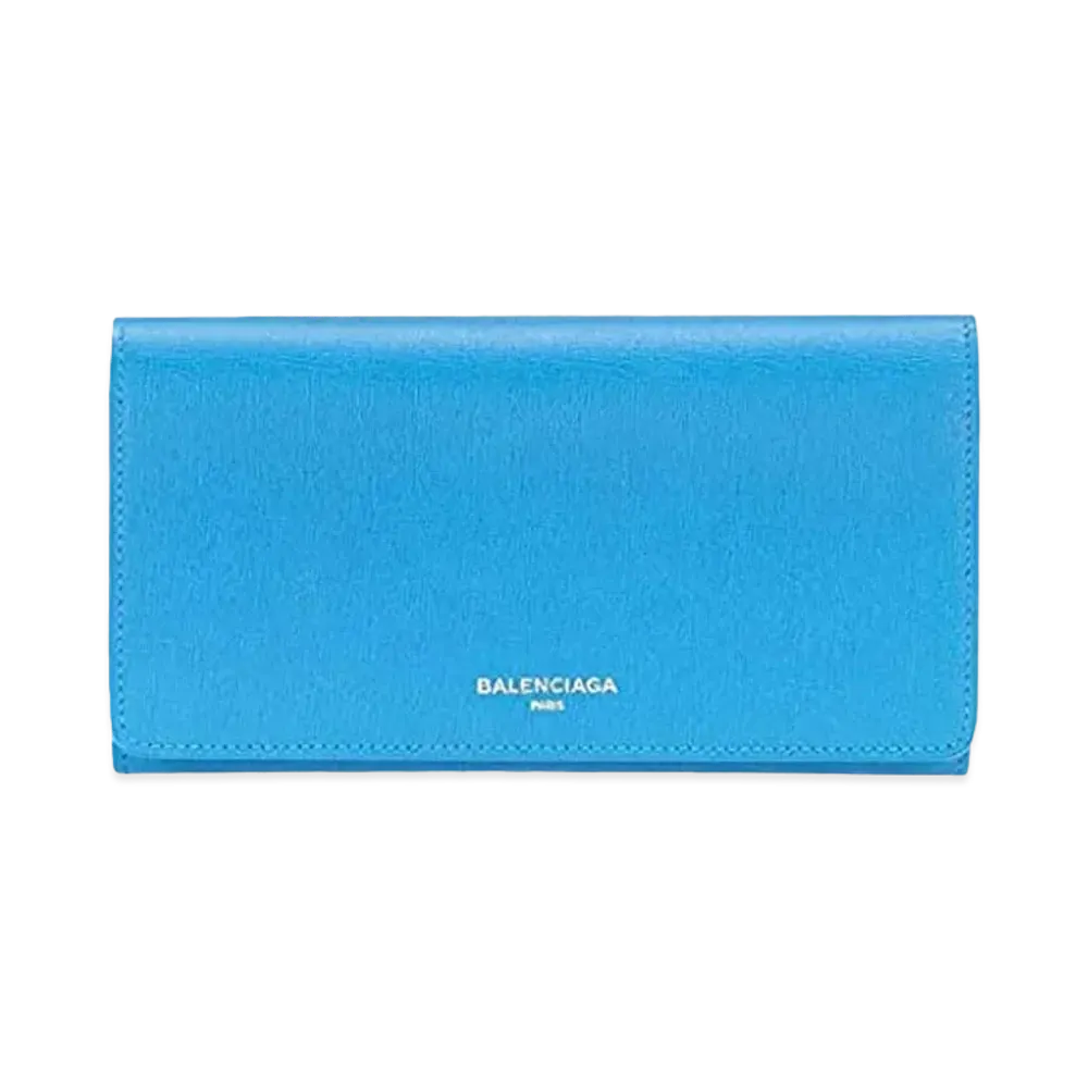 BALENCIAGA Essential Leather Flap Long Wallet "Light Blue"