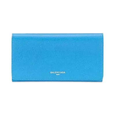 BALENCIAGA Essential Leather Flap Long Wallet "Light Blue"