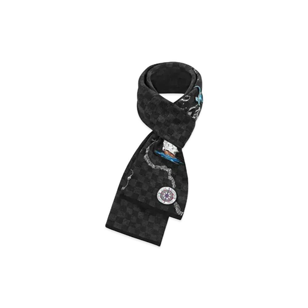 Louis Vuitton Petit Damier Graffiti Map Scarf Damier Graphite