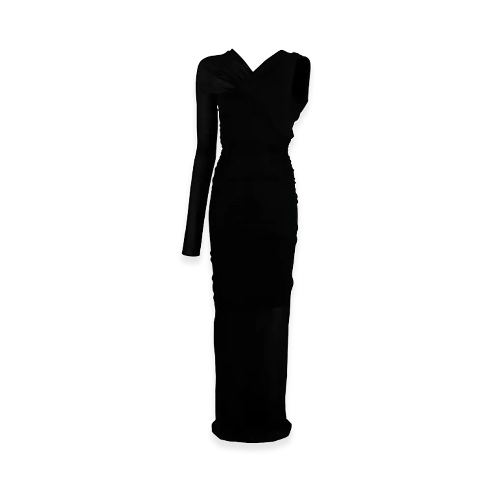Saint Laurent Women's Draped Long Dress "Black"