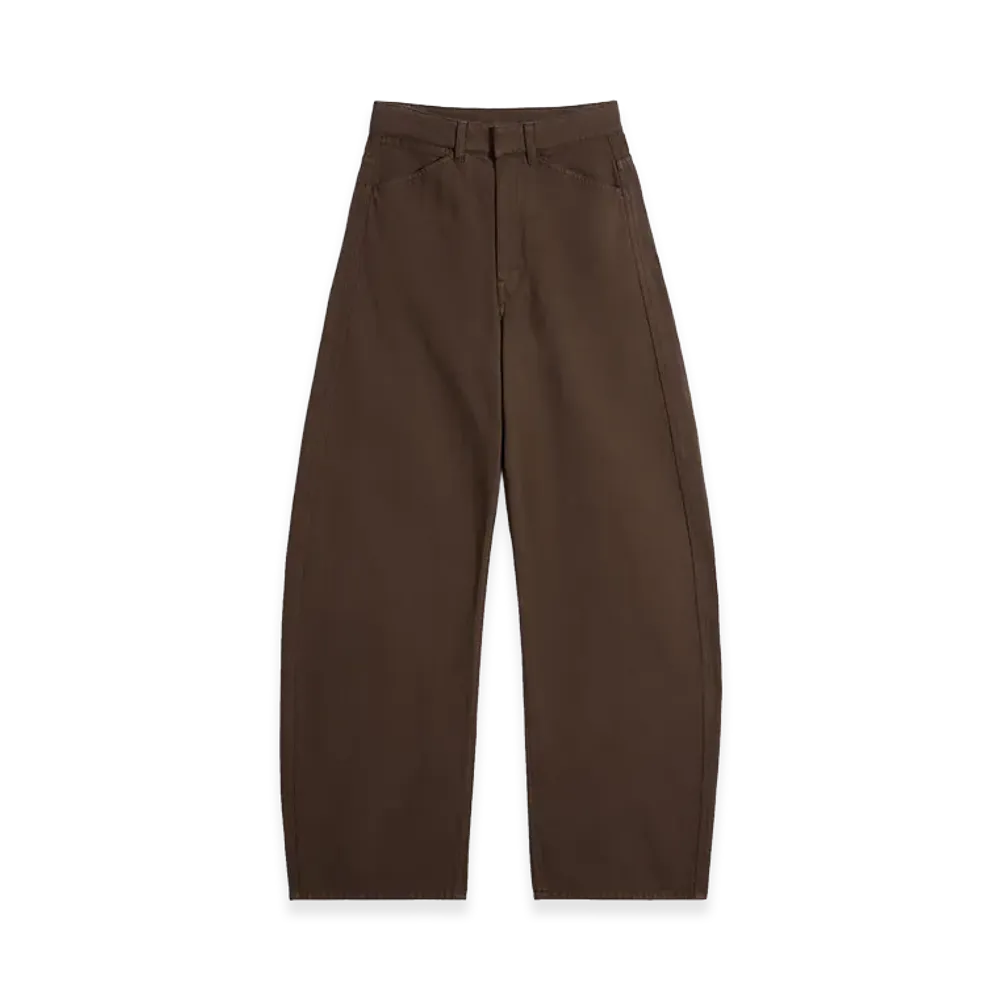 LEMAIRE Women's Dyed Heavy Broken Twill High Waisted Curved Pants "Cacao Dyed"
