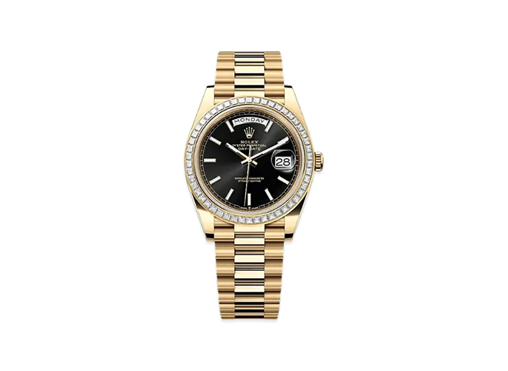 ROLEX Day-Date 40mm Yellow Gold Diamond 228398TBR "Bright Black"