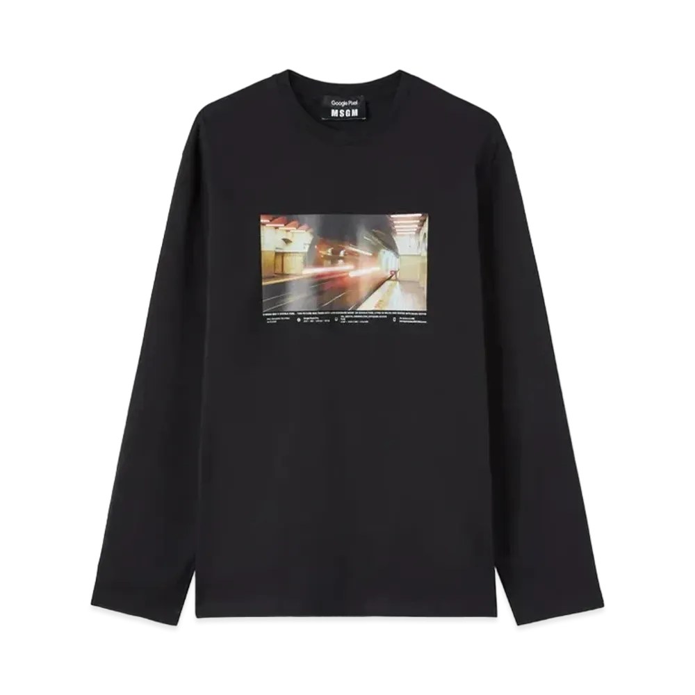 MSGM x Google Pixel Night Metro Print T-Shirt "Black"