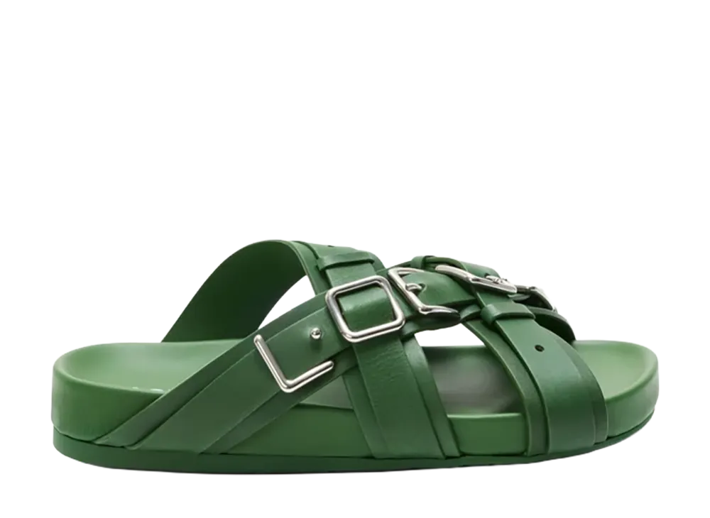 LOEWE Type Fussbett Sandal in Vegetable Tanned Calf "Avocado Green"