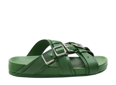 LOEWE Type Fussbett Sandal in Vegetable Tanned Calf "Avocado Green"