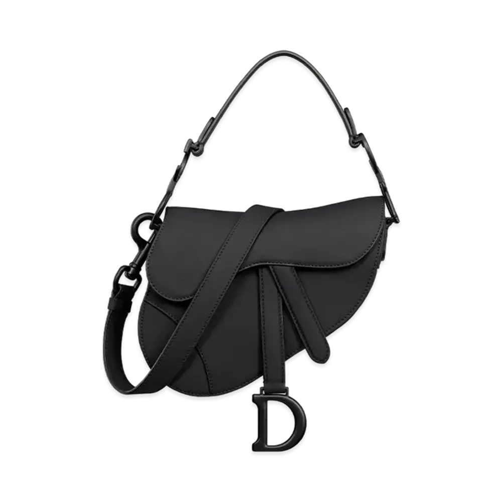 Dior Mini Saddle Bag with Strap Ultramatte "Black"