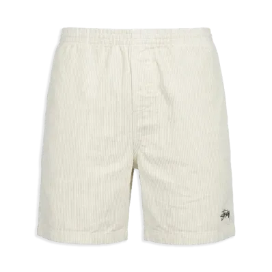 Stussy Wide Wale Cord Beach Shorts "White"
