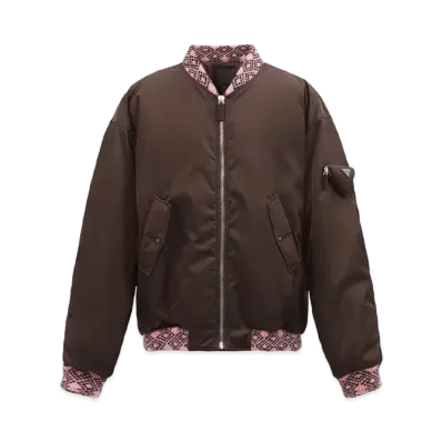 PRADA Logo Pocket Re-Nylon Bomber Jacket "Brown"