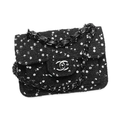 CHANEL Mini Flap Bag Tweed Sequins "Black/White"