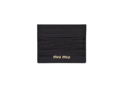 MIU MIU Crocodile Printed Leather Card Case "Black"