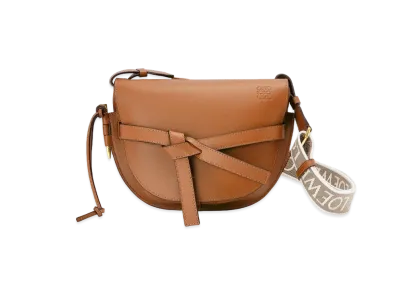 LOEWE Small Gate Bag In Soft Calfskin And Jacquard "Tan"