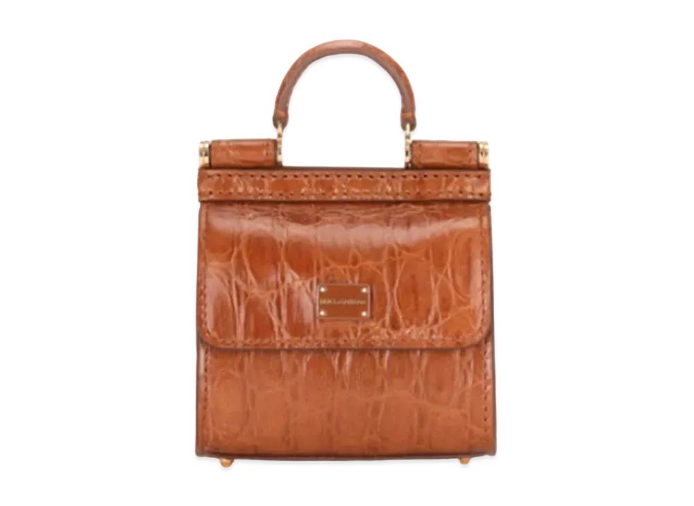 Dolce&Gabbana Sicily 58 Microbag Crocodile Side Leather "Brown"