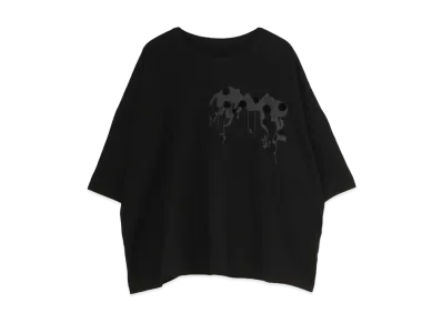 Yohji Yamamoto Y's PLAIN STITCH BUG PIGMENT FLOCKY PRINT ROUND NECK BIG T "Black"