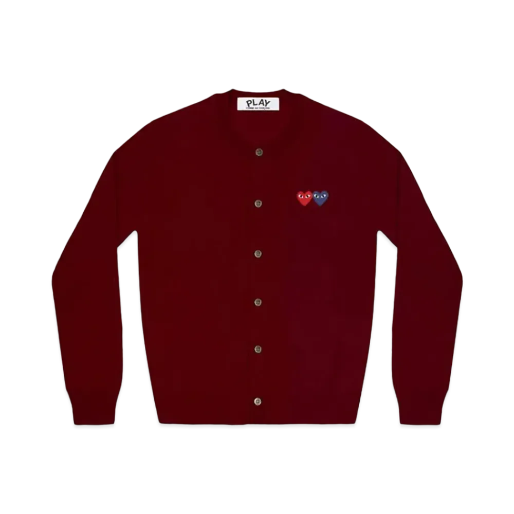 PLAY COMME des GARCONS Double Heart Ladie's Cardigan "Burgundy"