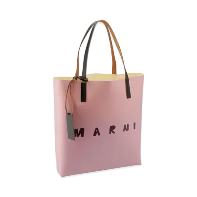Marni PVC Shopping Bag Leather Handle With Marni Logo "Light Rose"