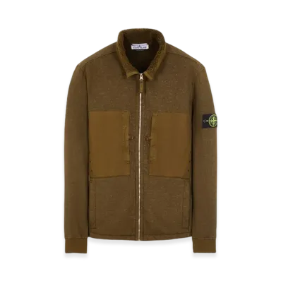 Stone Island 67256 Plated Terry Fleece Track Top - 23FW "Olive Green"