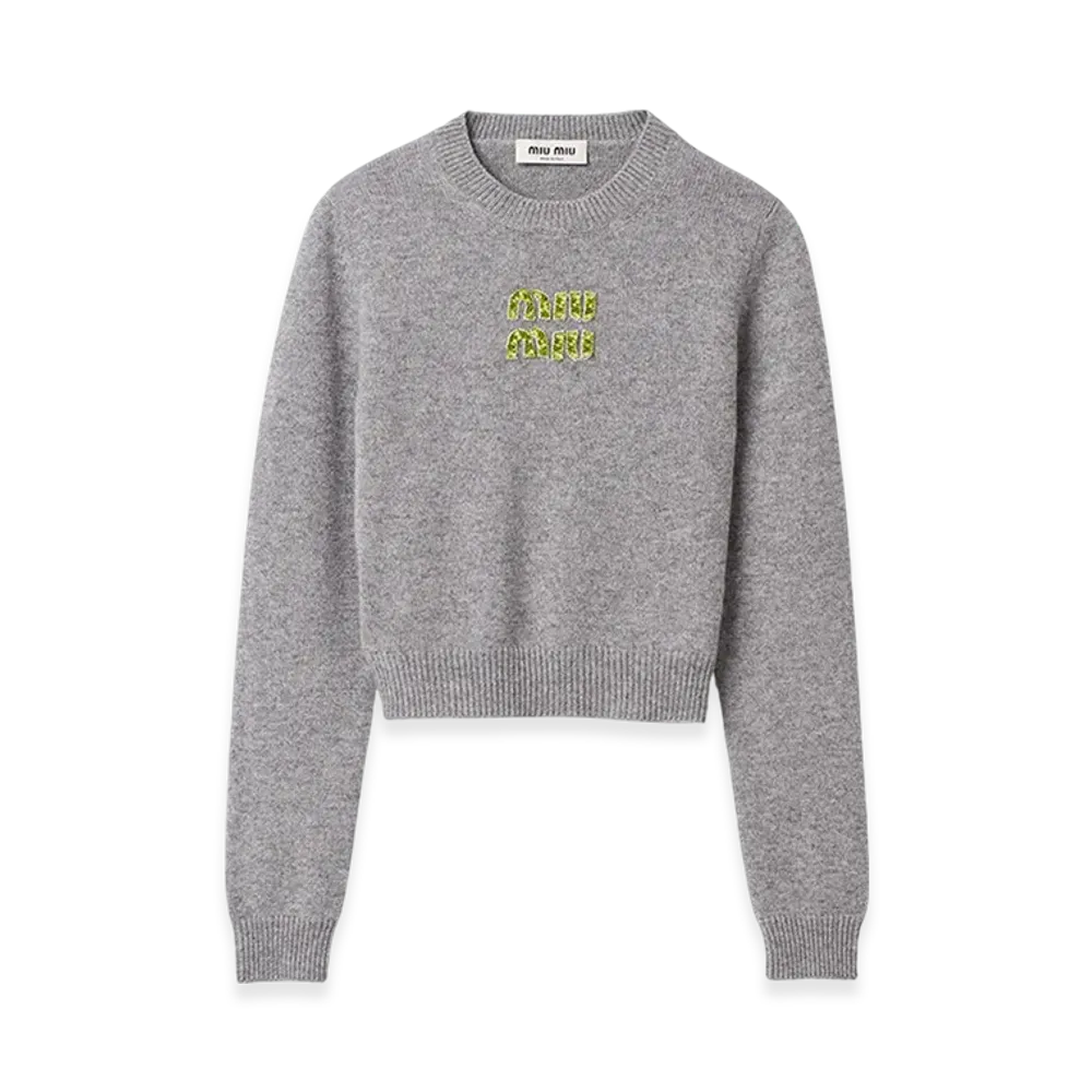 MIU MIU Women's Cashmere Logo Knit "Grey"