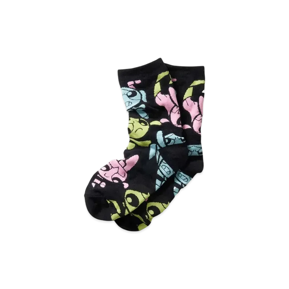 graniph x The Powerpuff Girls Girls Pattern Middle Socks "Black"