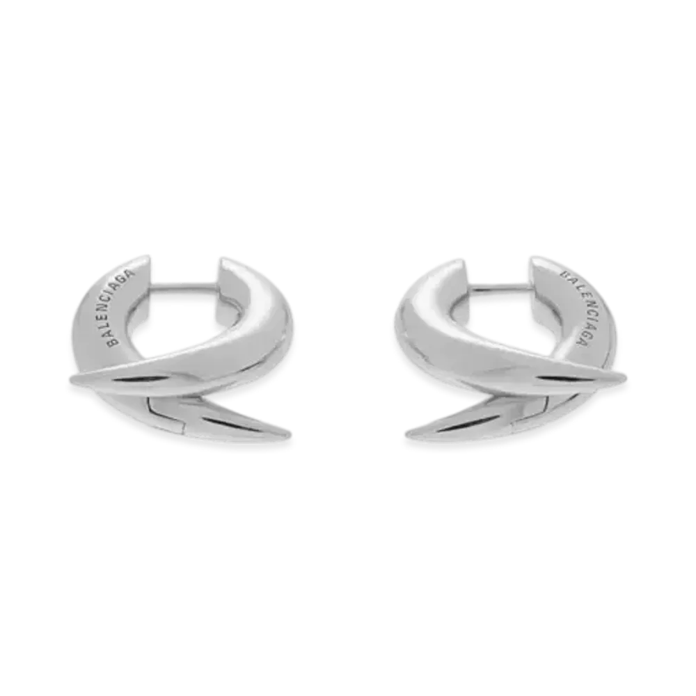BALENCIAGA Force Horn XS Earrings in Shiny Recycled Sterling Silver 925 "Silver"