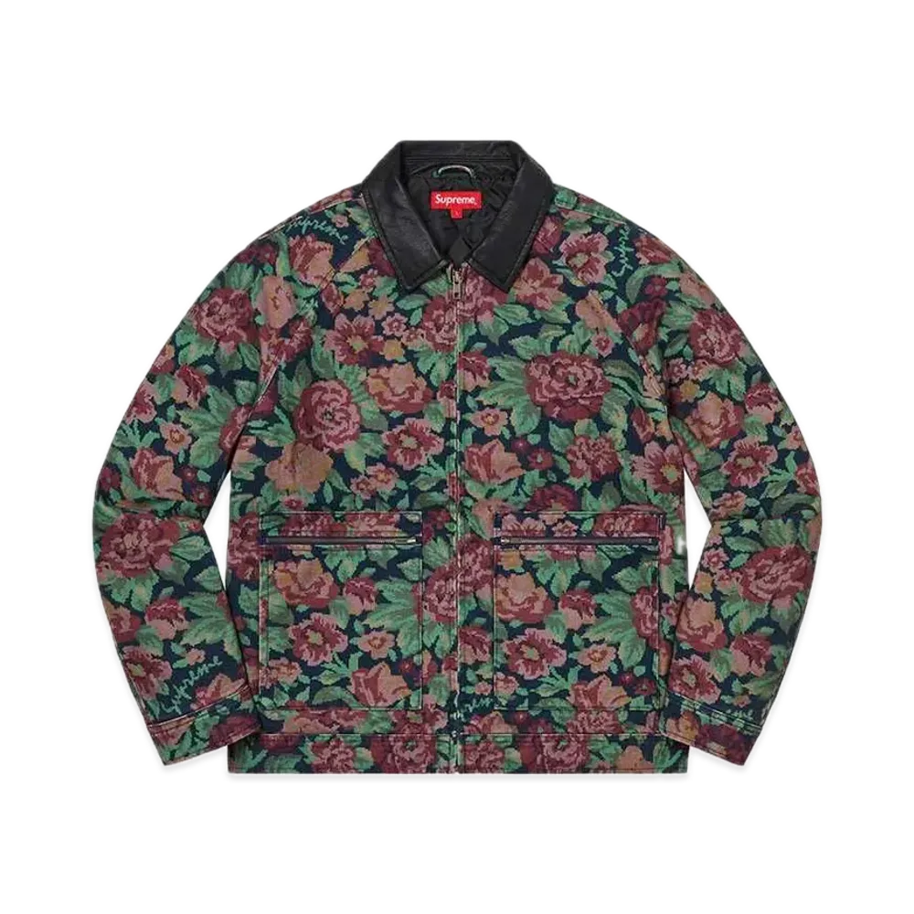Supreme Leather Collar Work Jacket "Digi Floral"