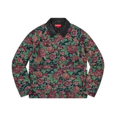 Supreme Leather Collar Work Jacket "Digi Floral"