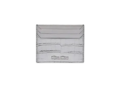 MIU MIU Crocodile Printed Leather Card Case "Silver"