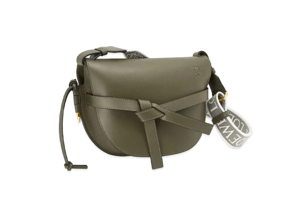 LOEWE Small Gate Bag In Soft Calfskin And Jacquard "Autumn Green"