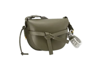 LOEWE Small Gate Bag In Soft Calfskin And Jacquard "Autumn Green"